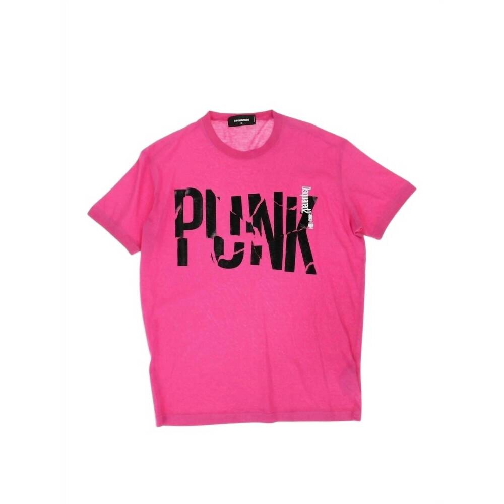 NEW DSQUARED2 women's punk graphic t-shirt in pink